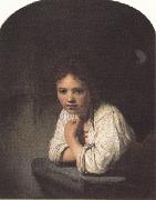 Rembrandt, Girl leaning on a window-sill (mk33)